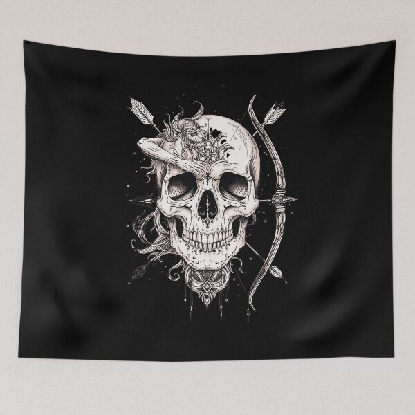 Item preview, Sagittarius Skull Zodiac Design – Gothic Sagittarius Archer Skull, Dark Astrology Tattoo Style designed and sold by SKULLARTISTRY.