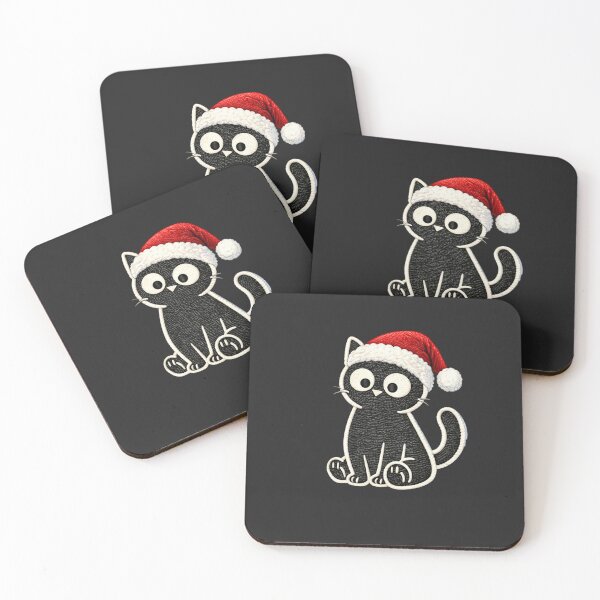 Item preview, Minimal Black Cat Wearing Santa Hat – Cute Embroidered Christmas Cat Holiday Design designed and sold by ColorSplash123.