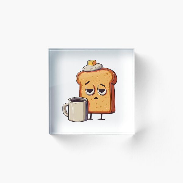 Item preview, Sad Toast Character with Butter Hat Standing Next to Coffee Mug designed and sold by Niageadon.