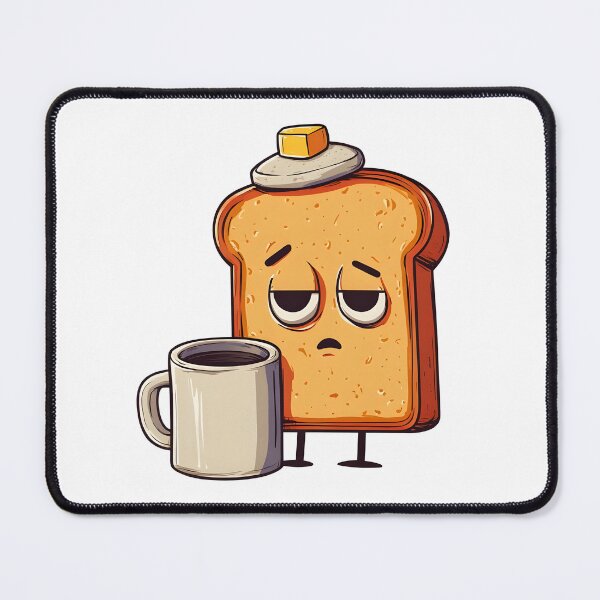 Item preview, Sad Toast Character with Butter Hat Standing Next to Coffee Mug designed and sold by Niageadon.