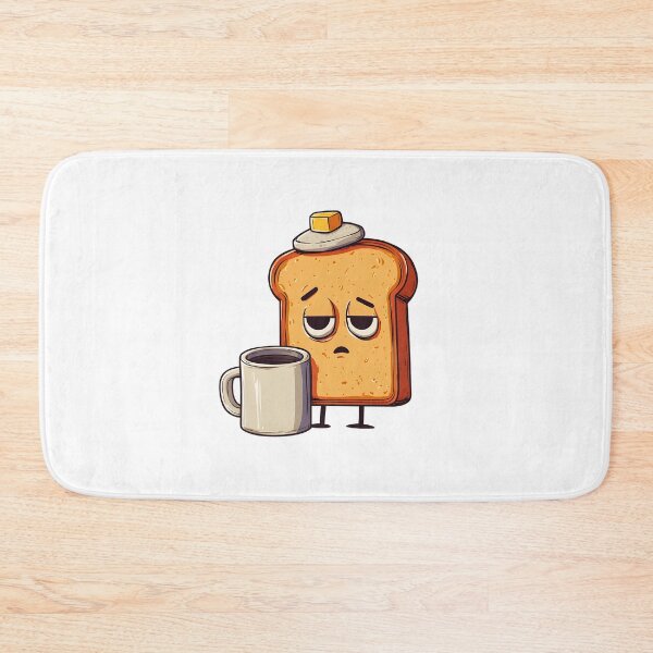 Item preview, Sad Toast Character with Butter Hat Standing Next to Coffee Mug designed and sold by Niageadon.
