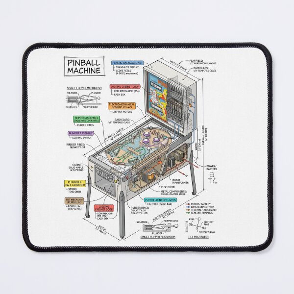 Item preview, Pinball Machine - Isometric Technical Engineering Drawing designed and sold by Rhu Creations.