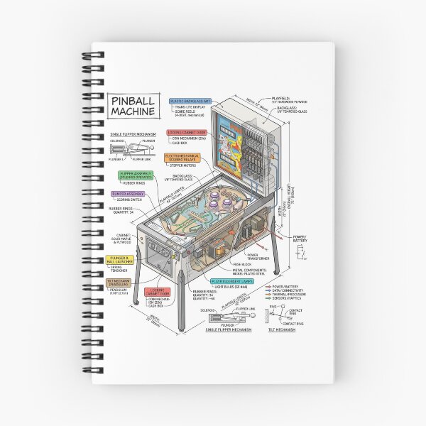 Item preview, Pinball Machine - Isometric Technical Engineering Drawing designed and sold by Rhu Creations.