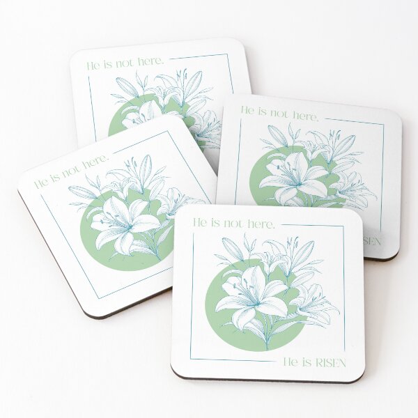 Item preview, He is not here. He is RISEN! Christian - Easter Lilies - Green & Blue designed and sold by Holly Norine Design.