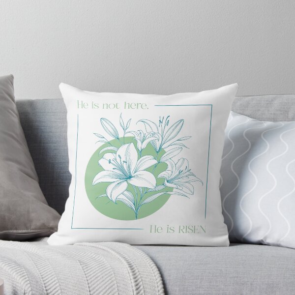 Item preview, He is not here. He is RISEN! Christian - Easter Lilies - Green & Blue designed and sold by Holly Norine Design.