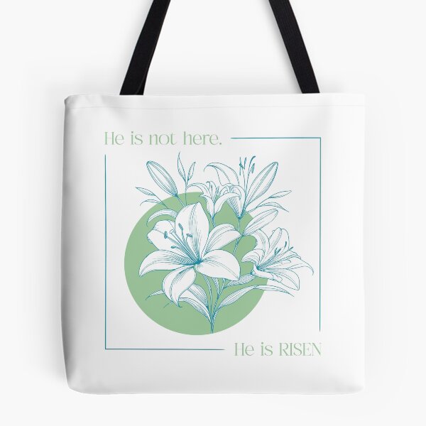 Item preview, He is not here. He is RISEN! Christian - Easter Lilies - Green & Blue designed and sold by Holly Norine Design.