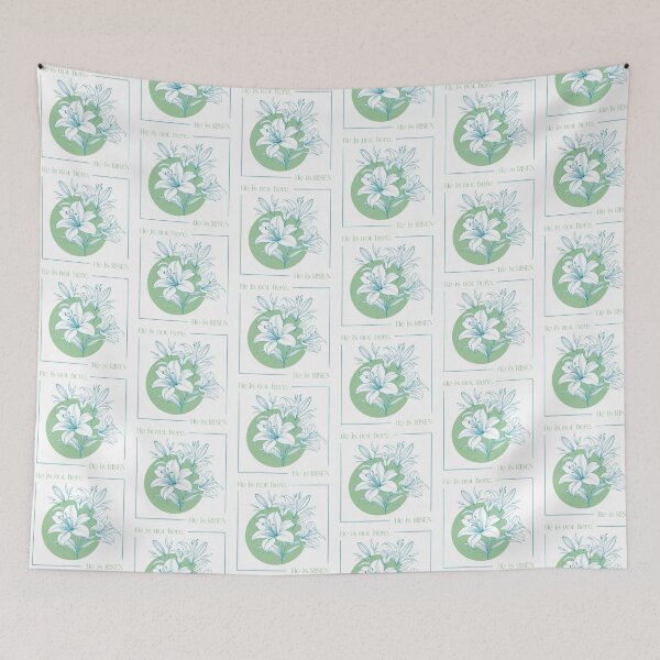 Item preview, He is not here. He is RISEN! Christian - Easter Lilies - Green & Blue designed and sold by Holly Norine Design.