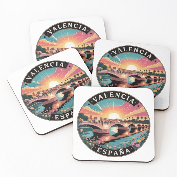 Item preview, Valencia Spain: Puente de las Flores Sunset Illustration designed and sold by CircinusStore.