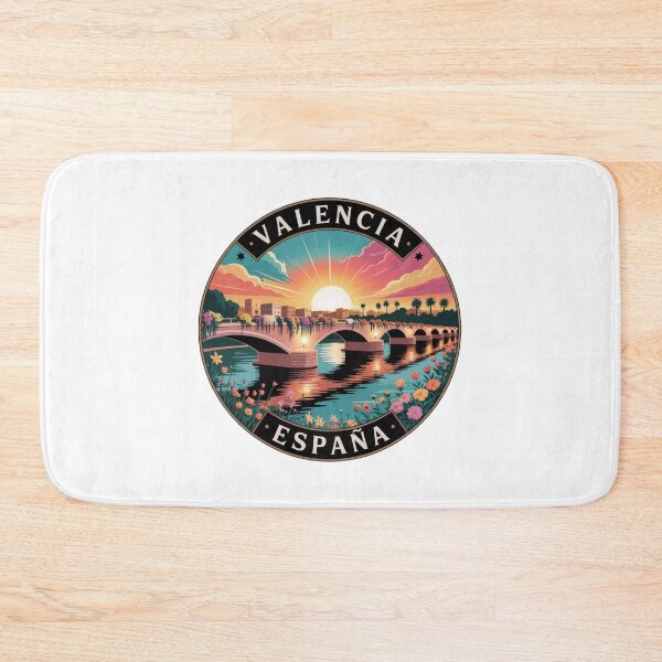 Item preview, Valencia Spain: Puente de las Flores Sunset Illustration designed and sold by CircinusStore.