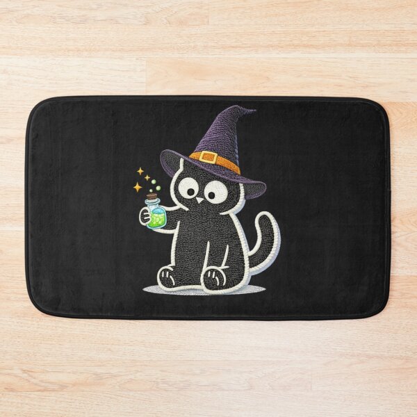 Item preview, Minimal Black Cat Witch with Potion – Cute Embroidered Halloween Magic Cat Design designed and sold by ColorSplash123.