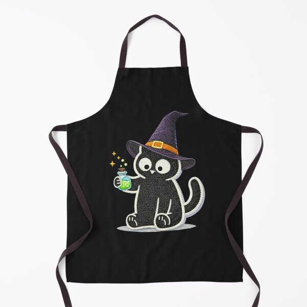 Item preview, Minimal Black Cat Witch with Potion – Cute Embroidered Halloween Magic Cat Design designed and sold by ColorSplash123.