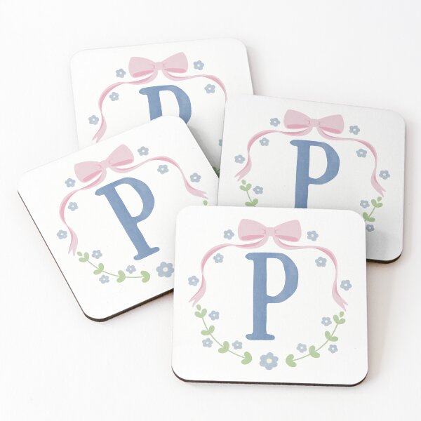Item preview, P Initial Flowers and Bows Watercolour Wreath designed and sold by winterpumpkin.