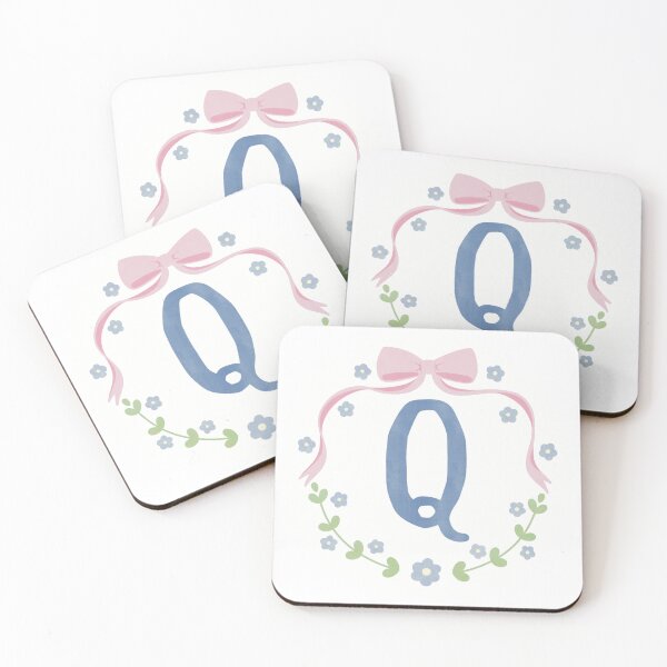 Item preview, Q Initial Flowers and Bows Watercolour Wreath designed and sold by winterpumpkin.