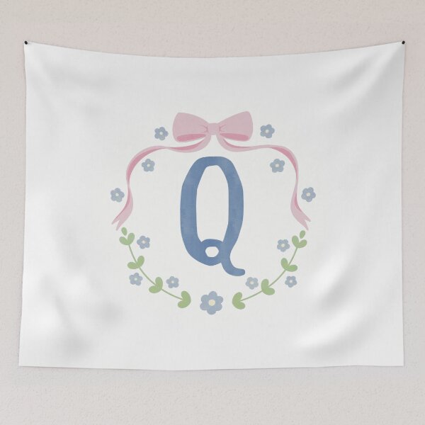 Item preview, Q Initial Flowers and Bows Watercolour Wreath designed and sold by winterpumpkin.