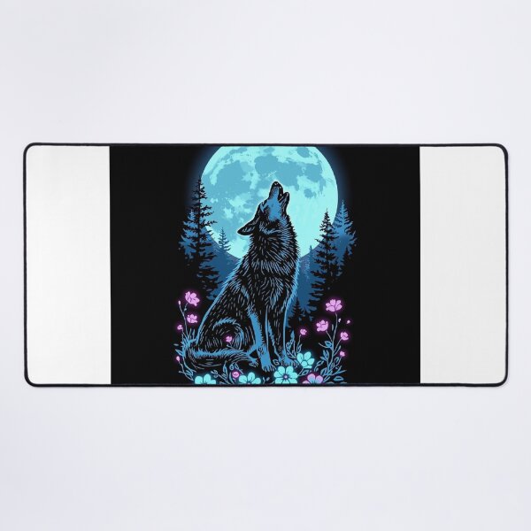 Item preview, Bioluminescent Wolf Howling at the Moon – Magical Forest T-Shirt Design designed and sold by Mitaudesign.
