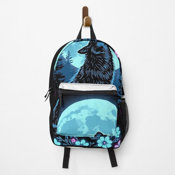 Item preview, Bioluminescent Wolf Howling at the Moon – Magical Forest T-Shirt Design designed and sold by Mitaudesign.