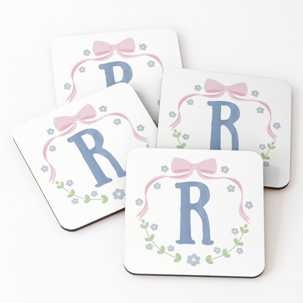 Item preview, R Initial Flowers and Bows Watercolour Wreath designed and sold by winterpumpkin.