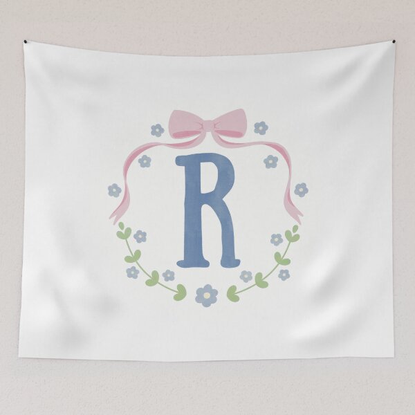 Item preview, R Initial Flowers and Bows Watercolour Wreath designed and sold by winterpumpkin.