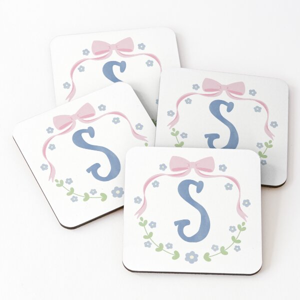 Item preview, S Initial Flowers and Bows Watercolour Wreath designed and sold by winterpumpkin.