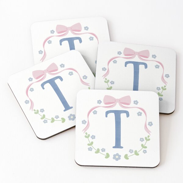 Item preview, T Initial Flowers and Bows Watercolour Wreath designed and sold by winterpumpkin.