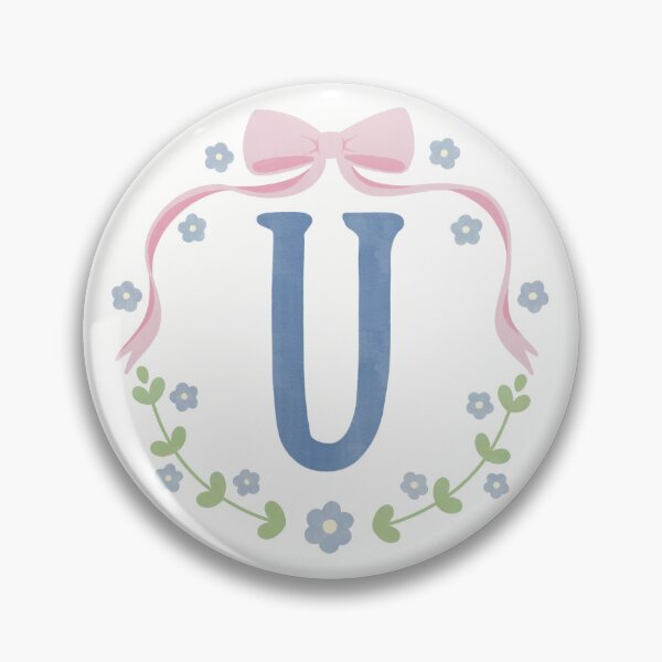 Item preview, U Initial Flowers and Bows Watercolour Wreath designed and sold by winterpumpkin.