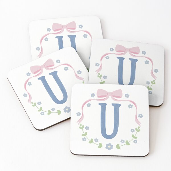 Item preview, U Initial Flowers and Bows Watercolour Wreath designed and sold by winterpumpkin.