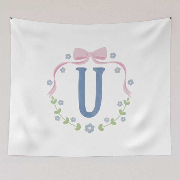 Item preview, U Initial Flowers and Bows Watercolour Wreath designed and sold by winterpumpkin.