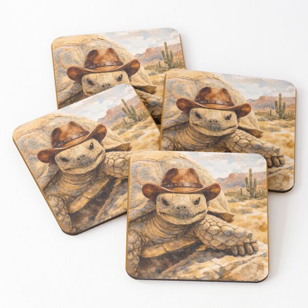 Item preview, Watercolor Cowboy Sulcata Tortoise in Arizona desert designed and sold by Sulcata Studio.