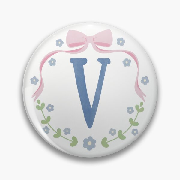 Item preview, V Initial Flowers and Bows Watercolour Wreath designed and sold by winterpumpkin.