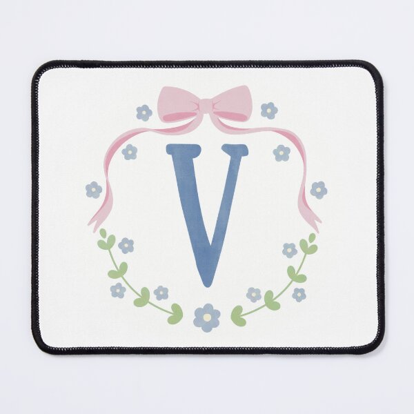 Item preview, V Initial Flowers and Bows Watercolour Wreath designed and sold by winterpumpkin.