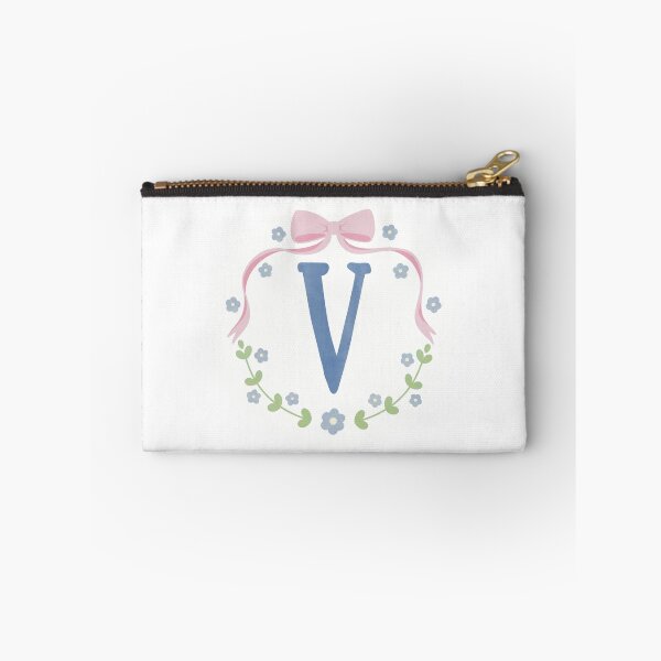Item preview, V Initial Flowers and Bows Watercolour Wreath designed and sold by winterpumpkin.