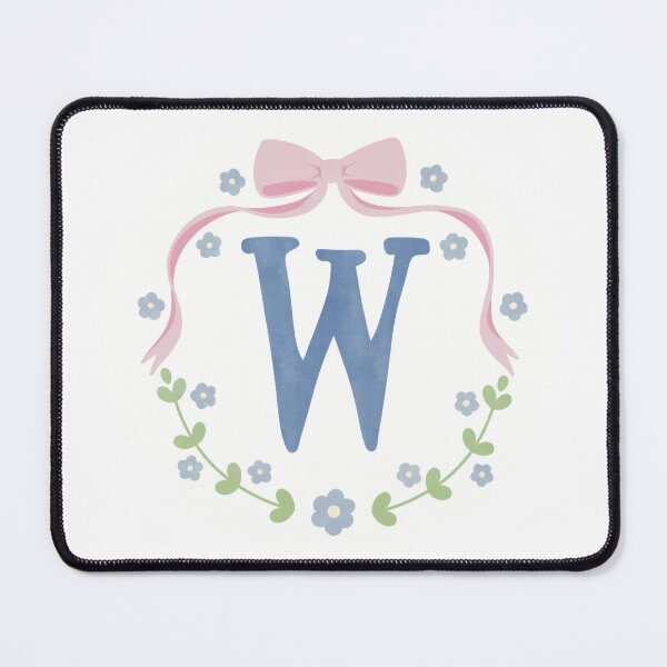 Item preview, W Initial Flowers and Bows Watercolour Wreath designed and sold by winterpumpkin.