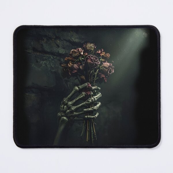 Item preview, Gothic Skeletal Hand Holding Dried Roses - Dark Romance Aesthetic designed and sold by MouradStudio.