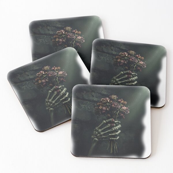 Item preview, Gothic Skeletal Hand Holding Dried Roses - Dark Romance Aesthetic designed and sold by MouradStudio.