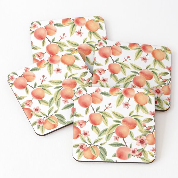 Item preview, Peach Pattern on a White Background | Nature-Inspired Art designed and sold by UnhingedBird.