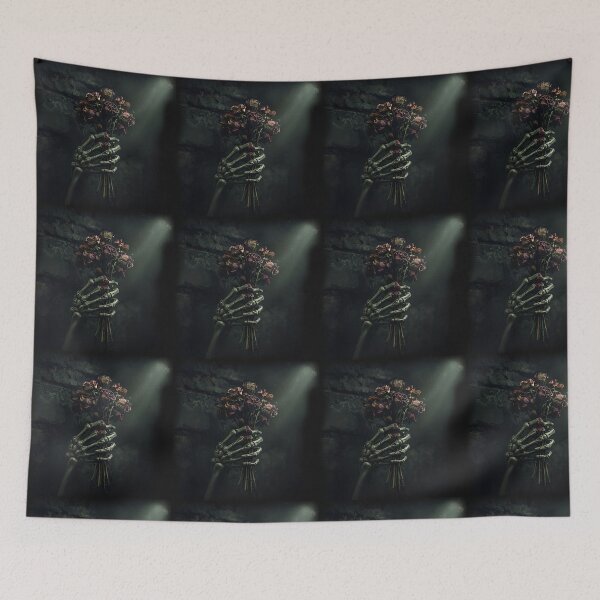 Item preview, Gothic Skeletal Hand Holding Dried Roses - Dark Romance Aesthetic designed and sold by MouradStudio.