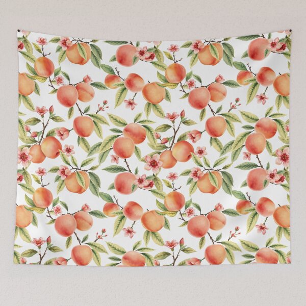 Item preview, Peach Pattern on a White Background | Nature-Inspired Art designed and sold by UnhingedBird.