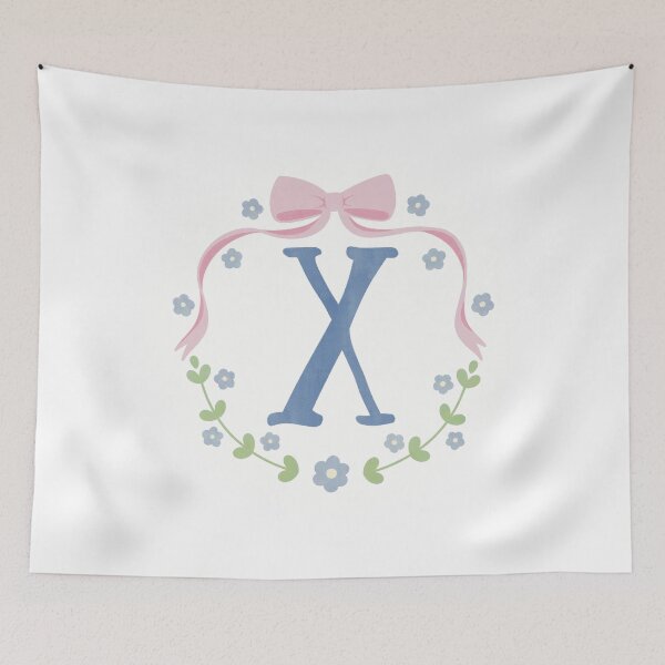Item preview, X Initial Flowers and Bows Watercolour Wreath designed and sold by winterpumpkin.