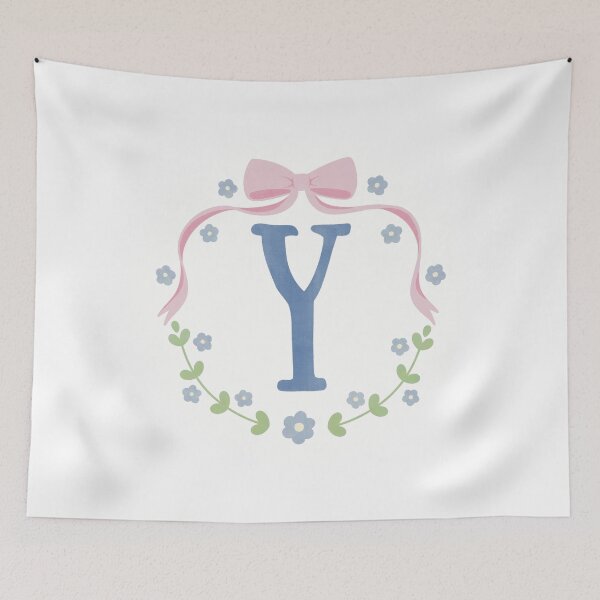 Item preview, Y Initial Flowers and Bows Watercolour Wreath designed and sold by winterpumpkin.