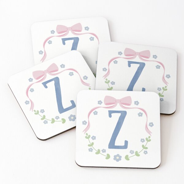 Item preview, Z Initial Flowers and Bows Watercolour Wreath designed and sold by winterpumpkin.