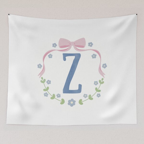 Item preview, Z Initial Flowers and Bows Watercolour Wreath designed and sold by winterpumpkin.