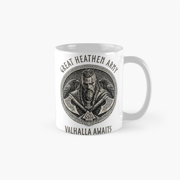 Item preview, Great Heathen Army Valhalla Awaits Viking Warrior Norse Mythology Odin Ravens Design designed and sold by Freki & Geri.