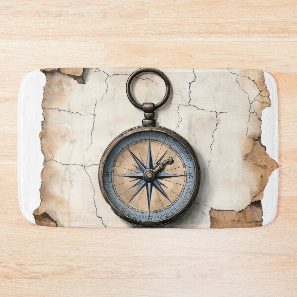 Item preview, Vintage Compass on Ancient Map Explorer Adventure designed and sold by Angellacelin.