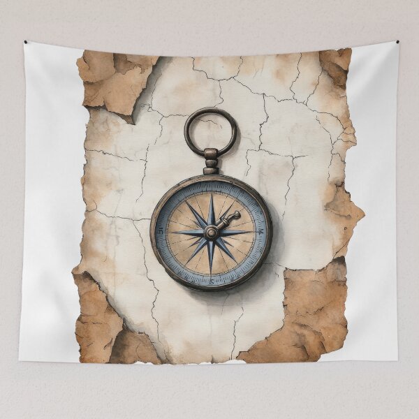 Item preview, Vintage Compass on Ancient Map Explorer Adventure designed and sold by Angellacelin.