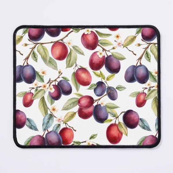 Item preview, Plum Pattern on a White Background | Nature-Inspired Art designed and sold by UnhingedBird.