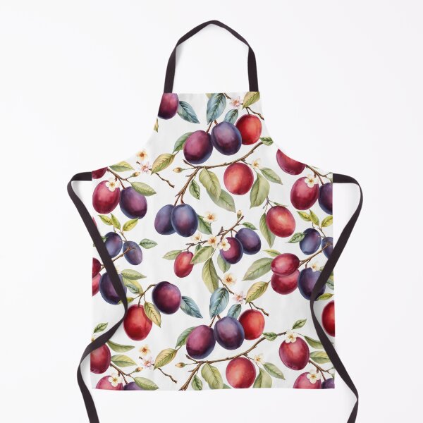 Item preview, Plum Pattern on a White Background | Nature-Inspired Art designed and sold by UnhingedBird.