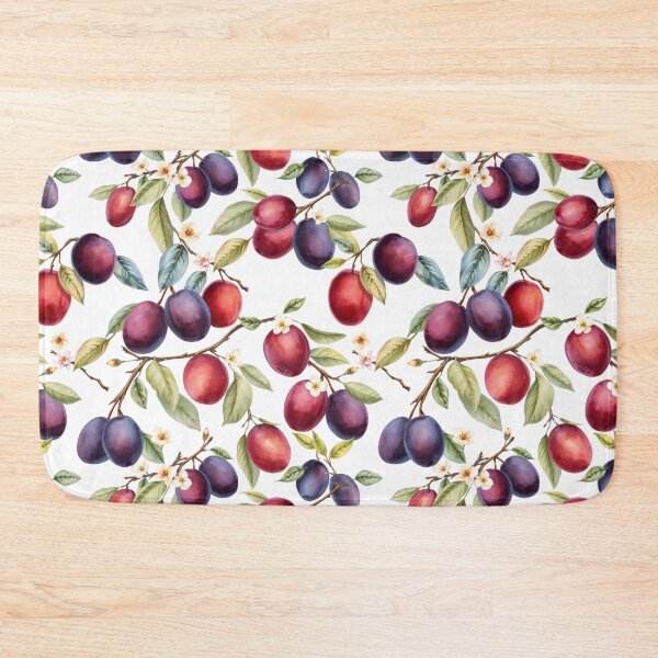 Item preview, Plum Pattern on a White Background | Nature-Inspired Art designed and sold by UnhingedBird.