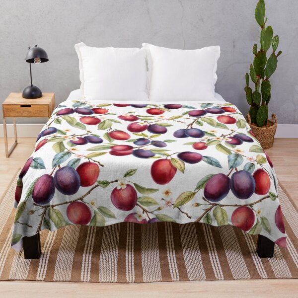 Item preview, Plum Pattern on a White Background | Nature-Inspired Art designed and sold by UnhingedBird.