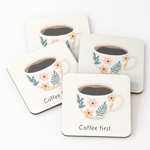 Item preview,  Coffee First Floral Coffee Cup Icon Illustration designed and sold by BobaBunny76.