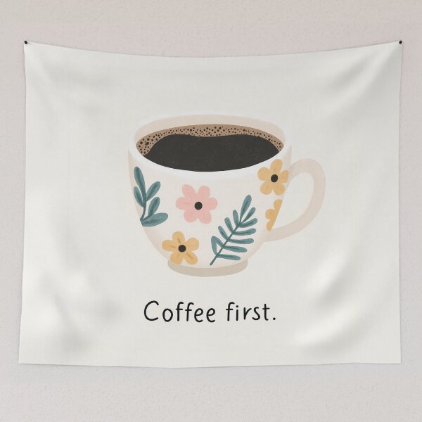 Item preview,  Coffee First Floral Coffee Cup Icon Illustration designed and sold by BobaBunny76.